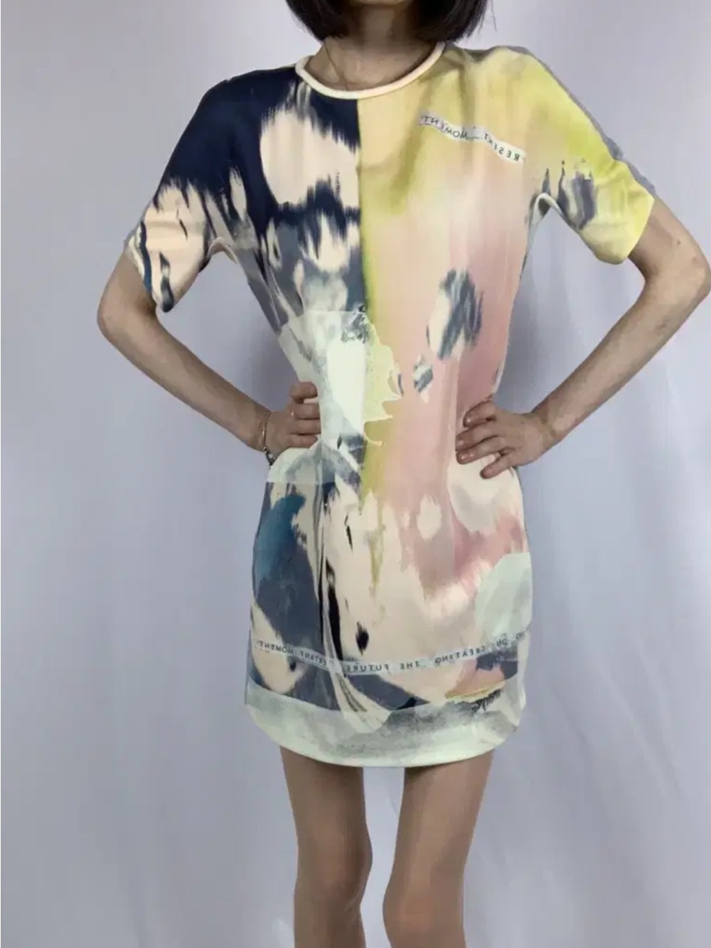 Philosophy Abstract Pastel Tie-Dye T-Shirt Dress